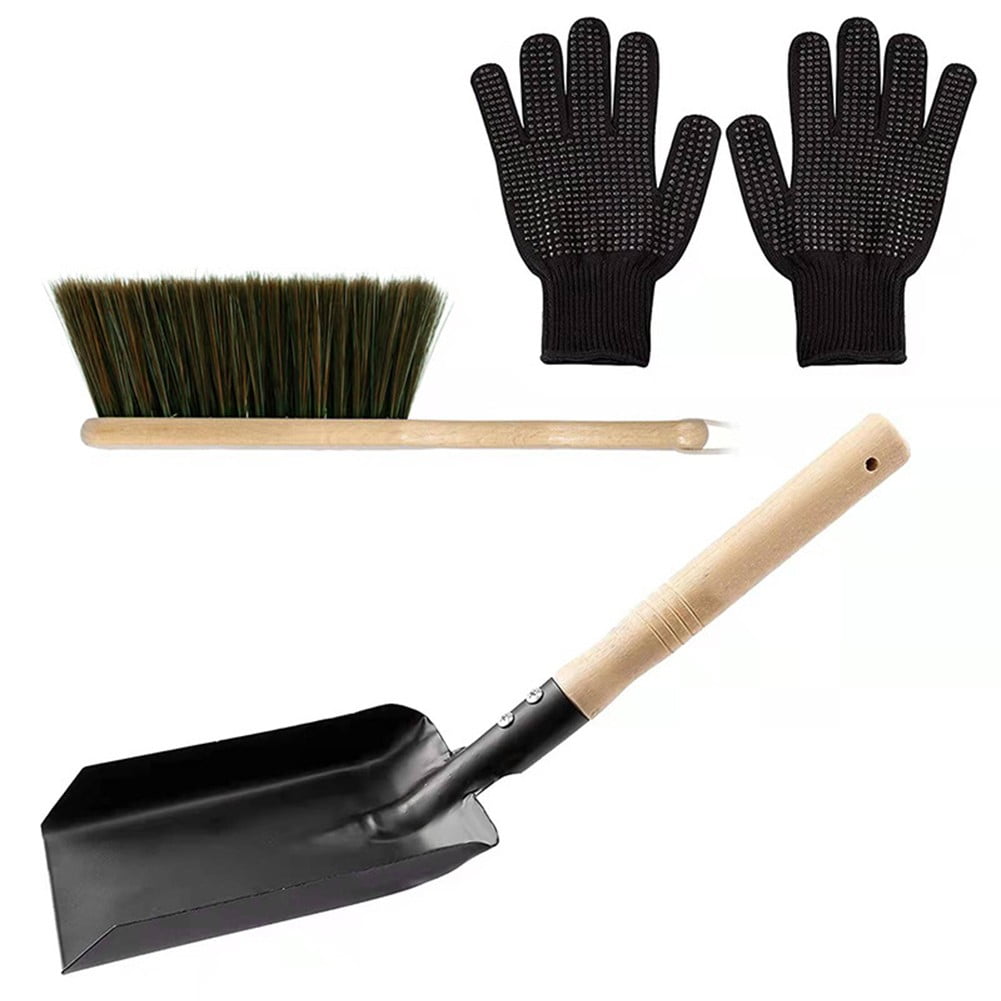 Coal Shovel and Hearth Brush Set, Fireplace Shovel and Brush Set for