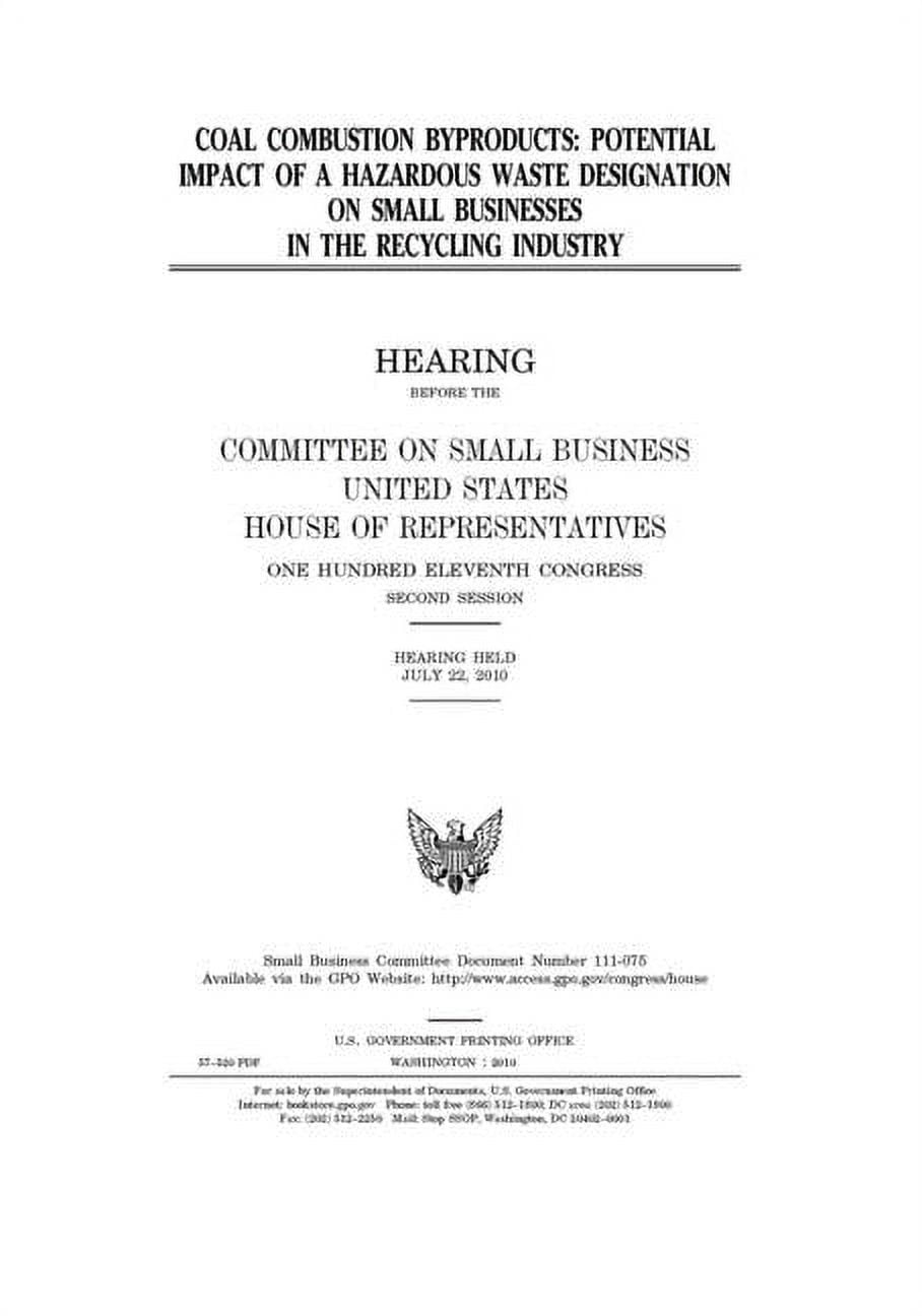 Coal combustion byproducts potential impact of a hazardous waste designation on small