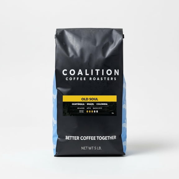 Coalition Coffee Roasters Bulk Whole Bean Espresso Beans 5 lb, Medium Dark Roast, Molasses, Apple & Baking Spice, Fresh Roasted Old Soul Blend