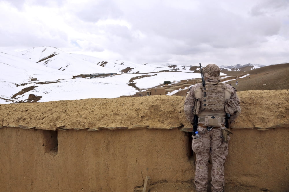 Coalition forces visit the Hazaran village in Afghanistan Canvas Art - Stocktrek Images (35 x 23)