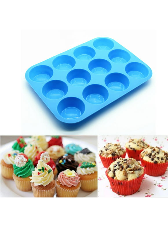 Coappsuiop Cake Mould 12 Cup Silicone Muffin Cupcake Baking Pan Non Stick Dishwasher Microwave Safe
