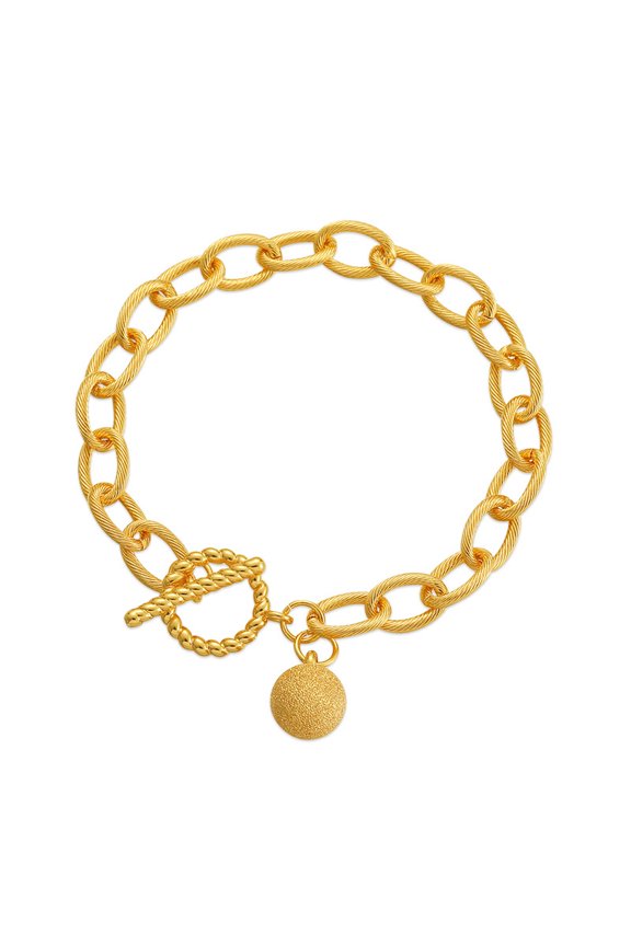 Coarse Chain Plated Gold Retro Sex-Free Style Advanced Sense Transfer Bead Bracelet Ot Buckle