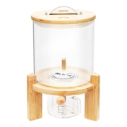 Coarse Grain Storage Tank 5L Cereal Dispenser Bamboo & Glass Storage Canister Cereal Containers Storage Dry Food Dispenser for Rice, Grains, Nuts, Snack
