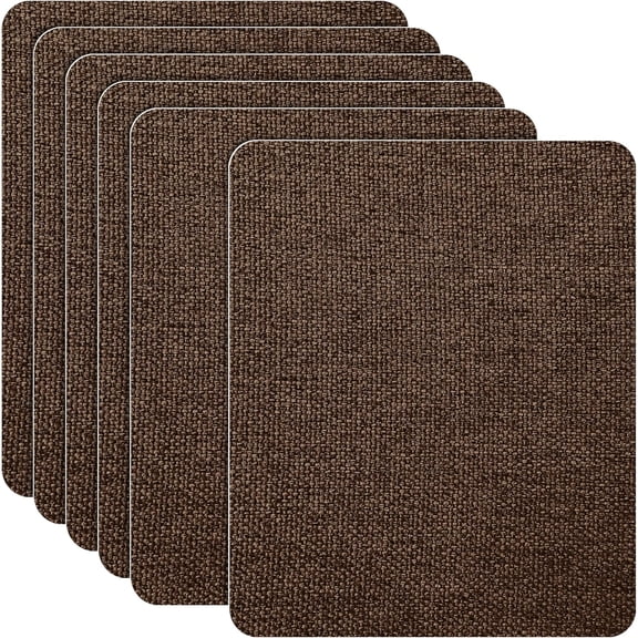 Coarse Linen Repair Patches, 6-Piece Self-Adhesive Multi-Color Fabric Patch Set for Quick Sofa & Clothing Repair, Dark Brown