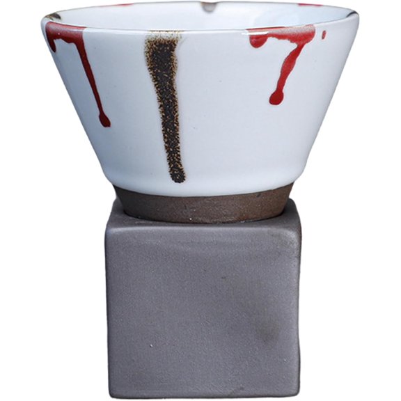 Coarse Pottery Coffee Mug with Base: 200ml/6.7oz Ceramic Espresso Cup Triangular Cone Shape Porcelain Mug, Personalized Ceramic Tea Cup for Home Office Coffee Tea Latte Milkshake Yogurt (A7)