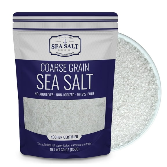 Sea Salt Superstore Coarse Grain Salt, 30 oz Grinder Refill Gluten-Free