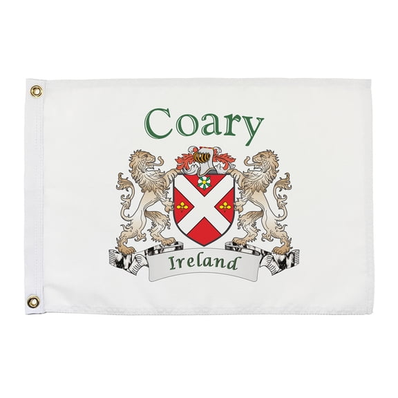 Coary Irish Coat of Arms Small White Flag - 16"x10.5" inches