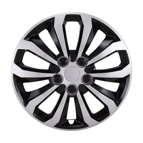 Coast 2 Coast 106114SB 14 in. 10 Spoke Wheel Cover, Silver & Black - Set of 4