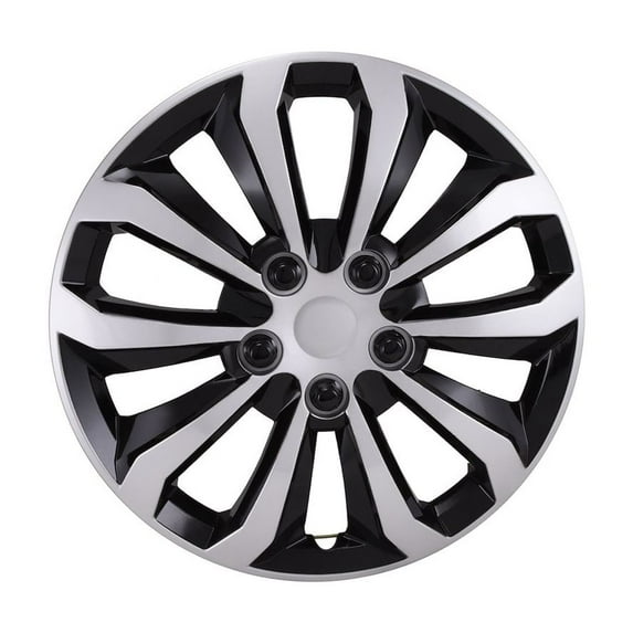 Coast 2 Coast 106116SB 16 in. 10 Spoke Wheel Cover, Silver & Black - Set of 4