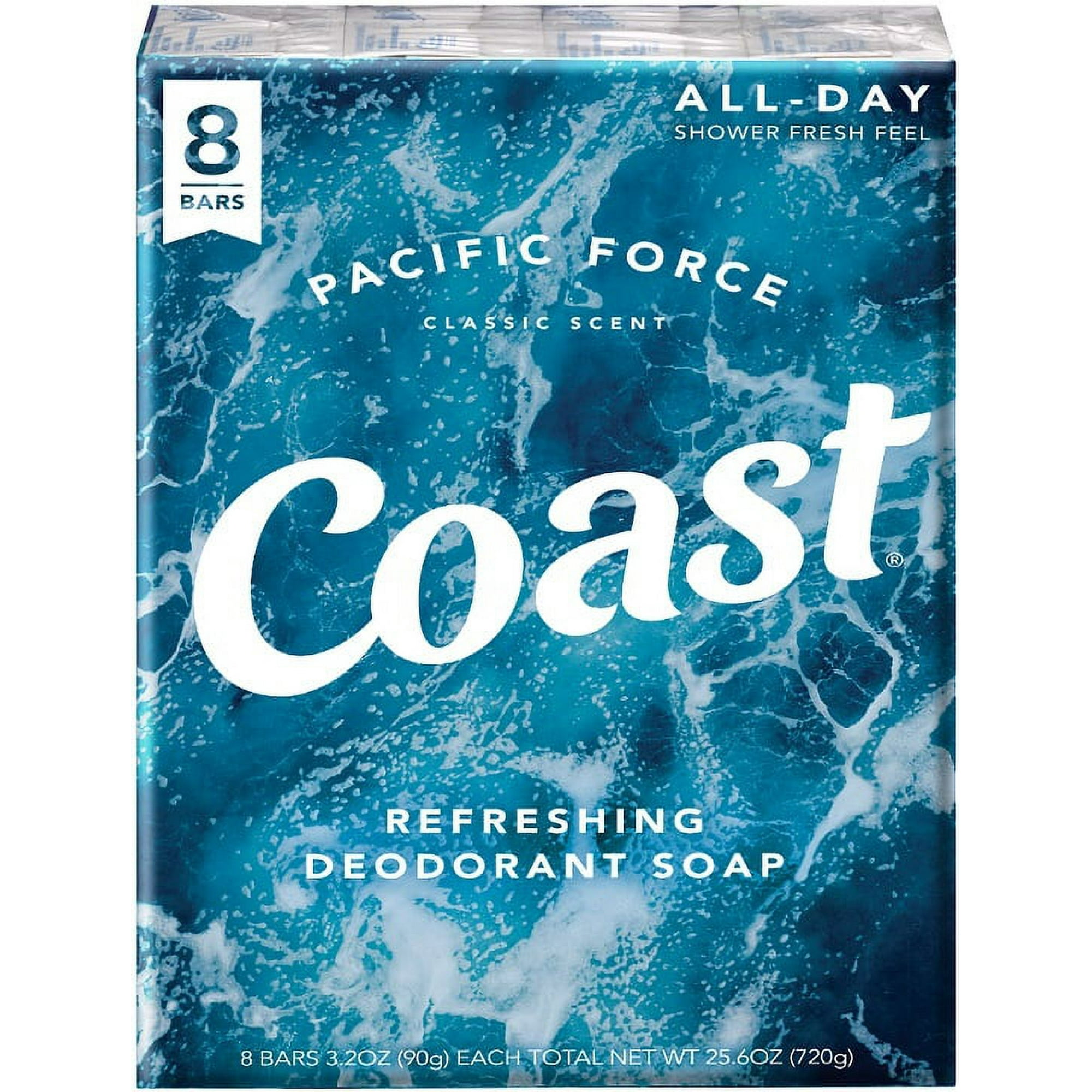 Coast Bar Soap, Classic Scent, Refreshing Deodorant, 8 Bars, Each 3.2 oz