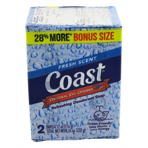 Coast Bath Bars Fresh Scent 4.12oz 2 Count Bonus Size (Pack of 3)