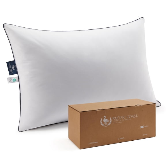 Coast Bed Pillow, Luxury Hotel Goose Feather and Down Firm Pillow for Sleeping with 100% Cotton Shell, Soft and Supportive