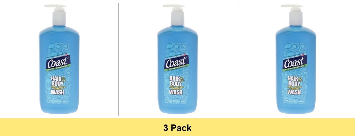 Coast Classic Scent 2-in-1 Hair and Body Wash - 32oz - 3 Pack Bundle
