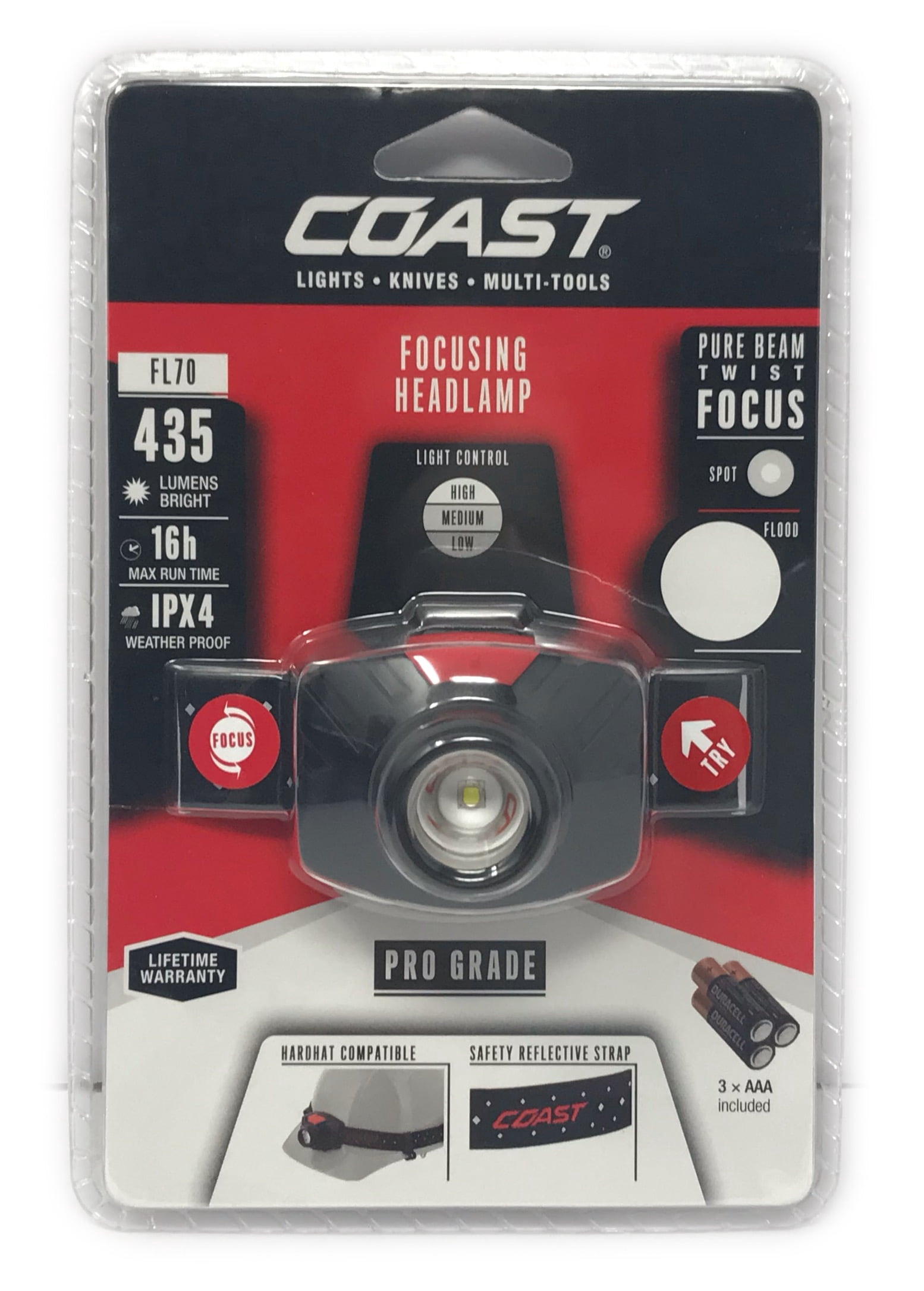 Lampe Frontale Coast 21209 LED Pure Beam Focusing FL70 - 435 Lumens, Neuve