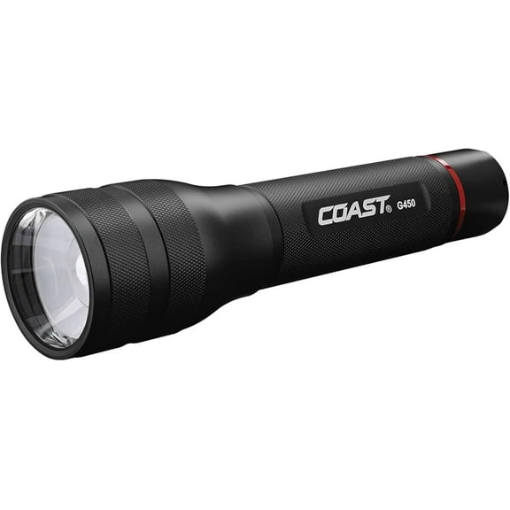 Coast G450 1630 Lumen Twist Focus with Pure Beam and Bulls-Eye Spot Beam Technology, Black