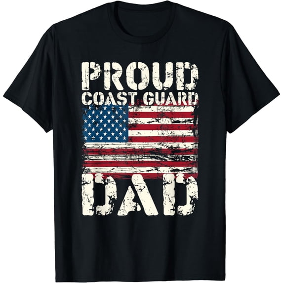 Coast Guard Dad USCG Distressed US American Flag Gift T-Shirt