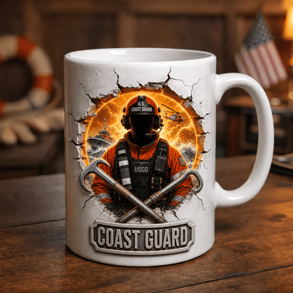 Coast Guard Mug Gift, Personalized Hero Coffee Cup for Dad Husband or Veteran