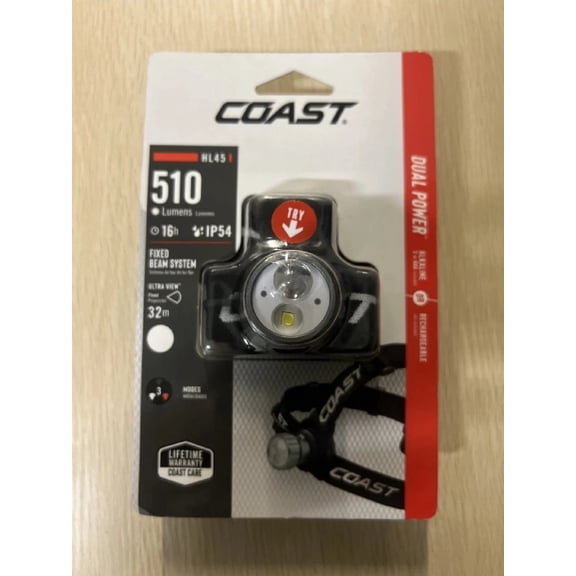 Coast HL45 LED Headlamp IP54 StormProof 2 Mode White Red 3 AAA 45