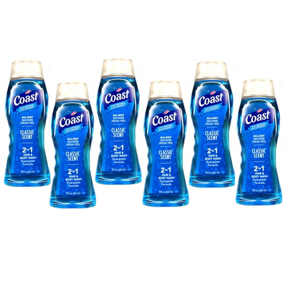 Coast Hair & Body Wash, Classic Scent 18 oz (Pack of 6)