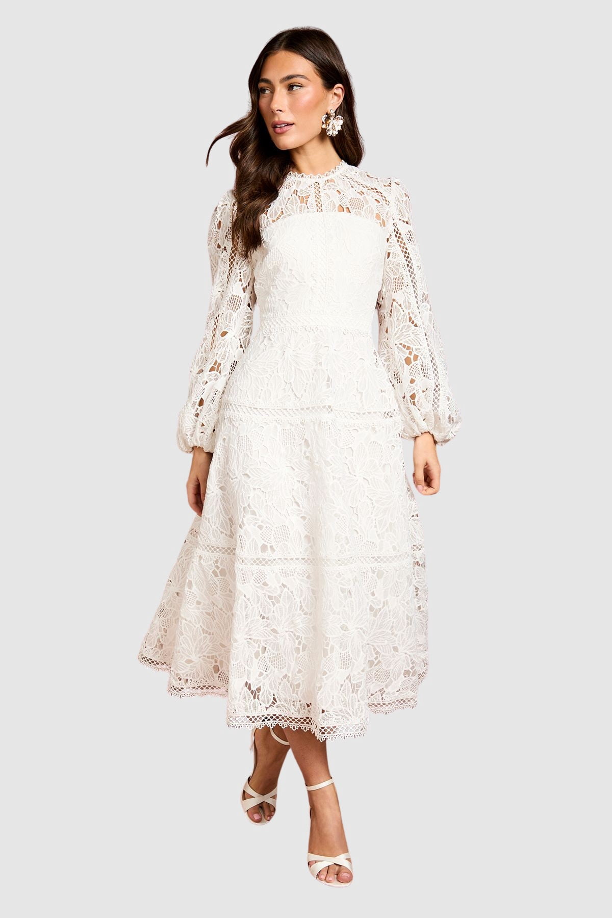 coast lace panelled long sleeve dress Coast Women's Lace Panel Long Sleeve Midi Dress