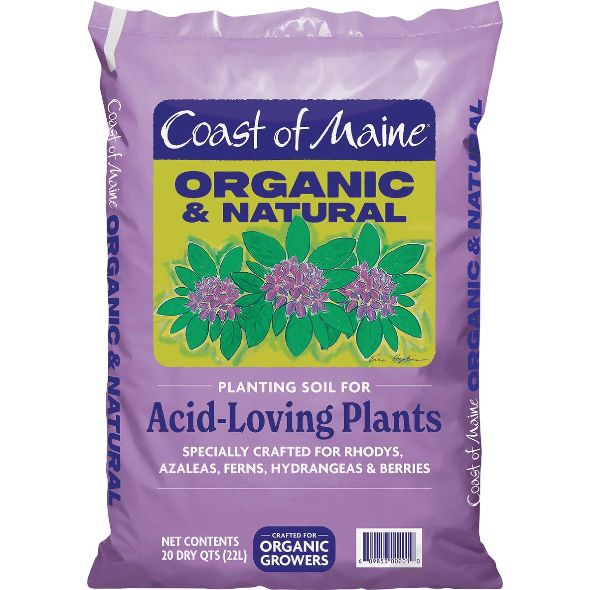 Coast of Maine Organic & Natural Planting Soil for Acid Loving Plants Azalea, Rhododendron & Berries - Premium Planting Soil w/Composted Manure, Sphagnum Peat Moss - Low pH, Enhanced Drainage (20 Qt)