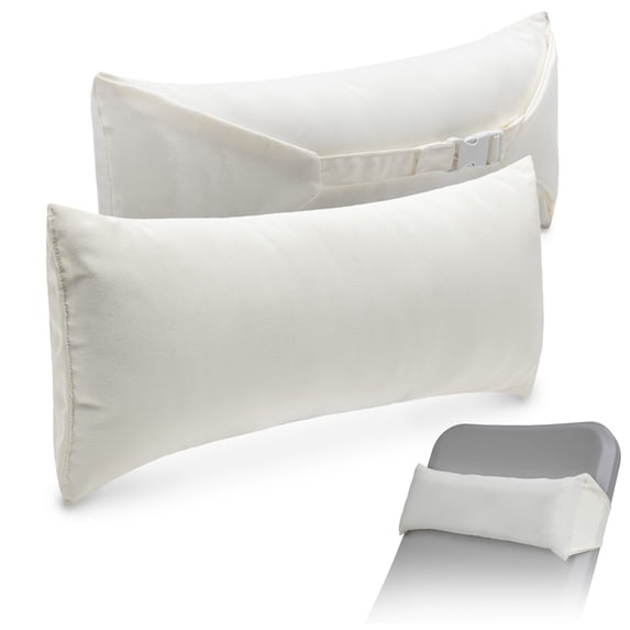Coast Modern Natural Outdoor Lounge Chair Pillow with Strap - Waterproof Headrest Pillow for Pool Lounger & Patio Chaise Cushion