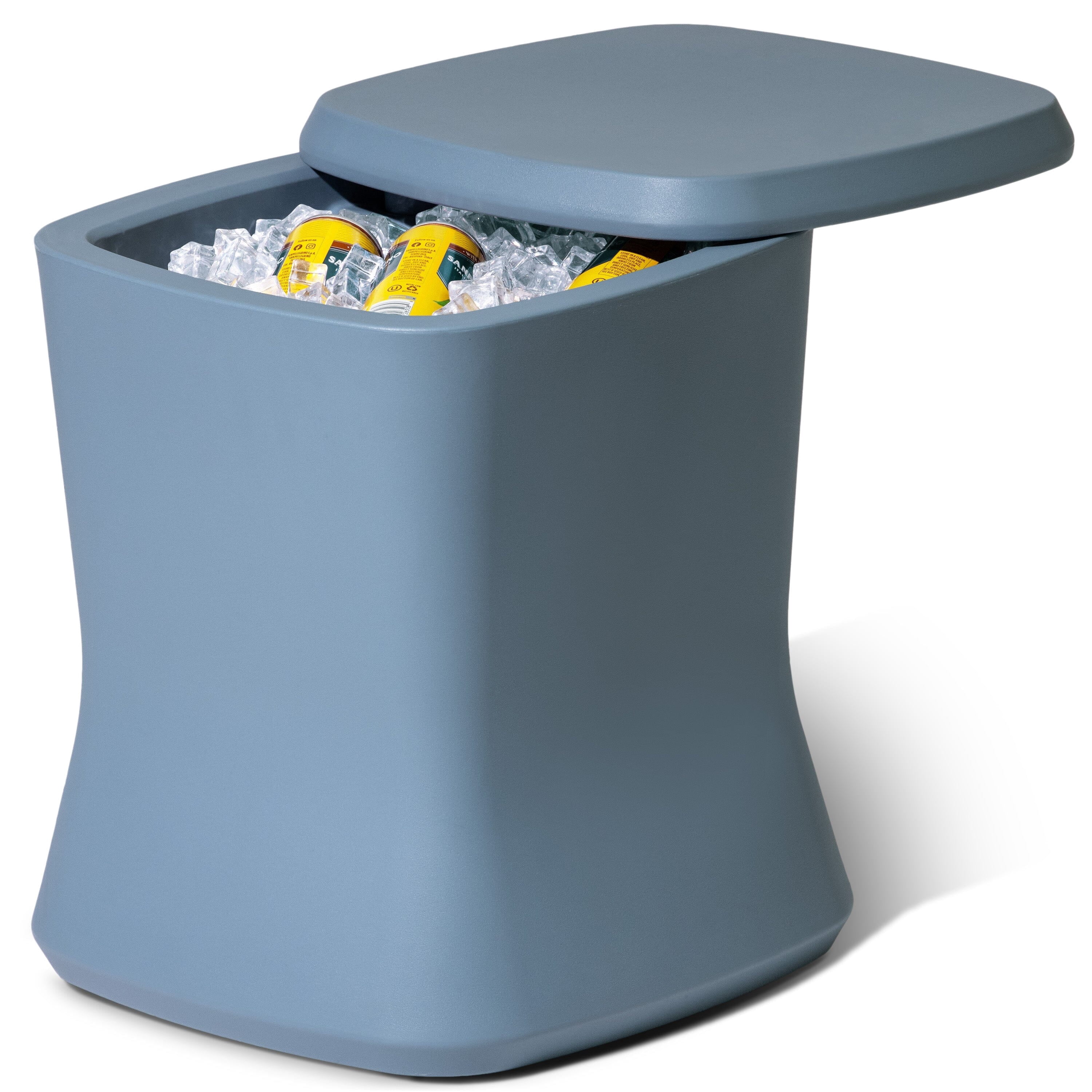 Coast Modern Outdoor Side Table Cooler - 2 in 1 Patio Decor Storage Table & Ice Chest - 25 QT - Stone Blue