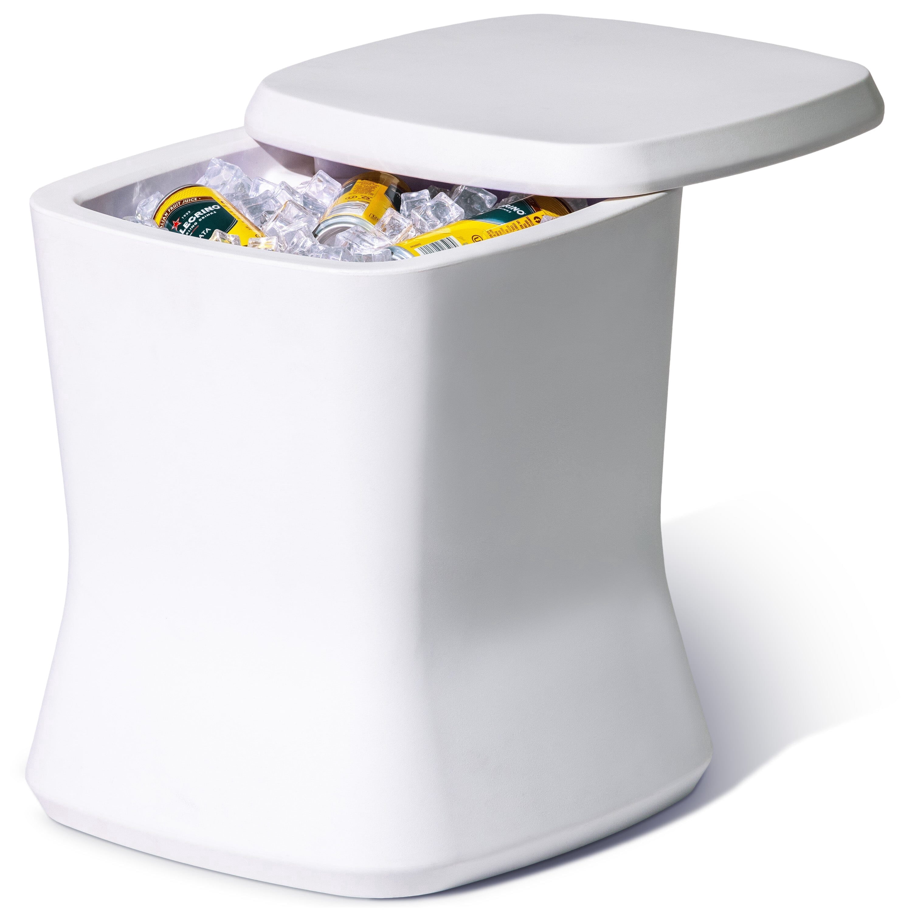 Coast Modern Outdoor Side Table Cooler - 2 in 1 Patio Decor Storage Table & Ice Chest - 25 QT - White