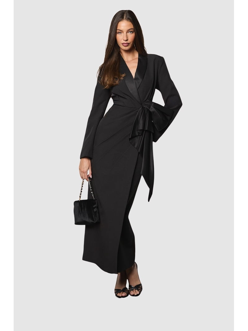 coast black satin dress Coast Women's Muse Bow Front Satin Maxi Dress in Black