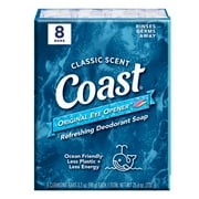 Coast Refreshing Deodorant Bar Soap, for All Skin Types, Classic Scent, 3.2 oz, 8 Bars