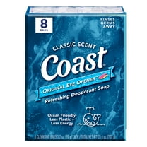 Coast Refreshing Deodorant Bar Soap, for All Skin Types, Classic Scent, 3.2 oz, 8 Bars