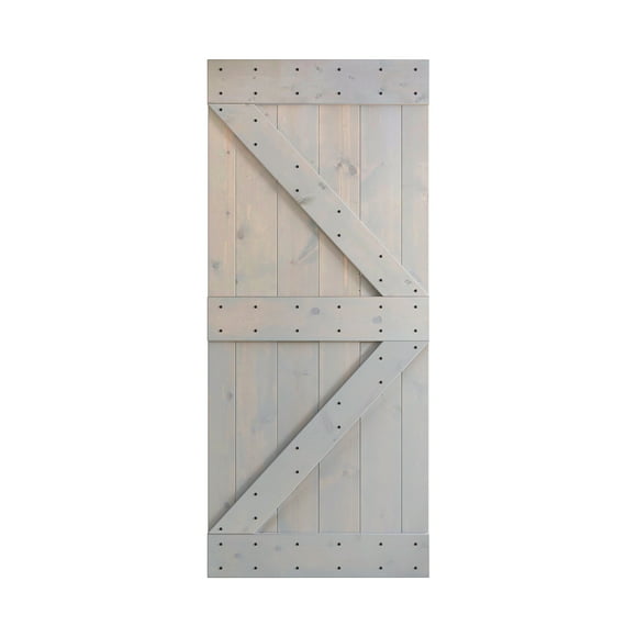 Coast Sequoia 38 in x 84 in K Series DIY Knotty Wood Sliding Barn Door Without Hardware Kit (Light Grey)
