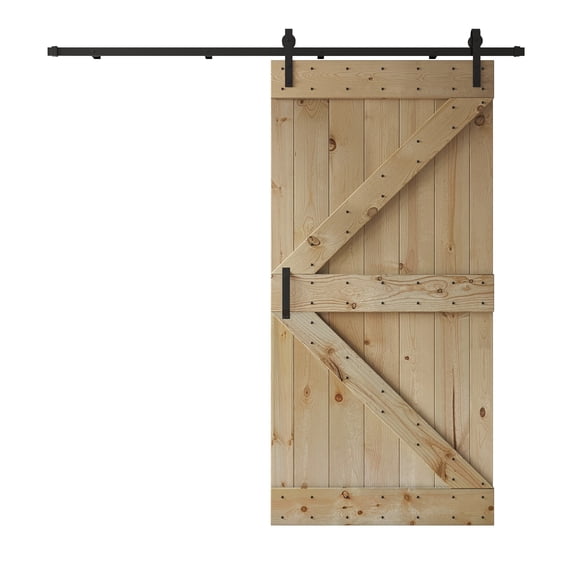 Coast Sequoia 42 in x 84 in K Style DIY Knotty Wood Sliding Barn Door With Hardware Kit (Unfinished)