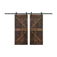 thumbnail image 1 of Coast Sequoia 72 in x 84 in K Style DIY Finished Knotty Pine Wood Double Sliding Barn Door With Hardware Kit (Kona Coffee), 1 of 5