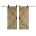 thumbnail image 1 of Coast Sequoia 72 in x 84 in K Style DIY Knotty Pine Wood Double Sliding Barn Door With Hardware Kit (Unfinished), 1 of 5