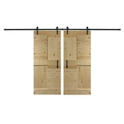 Coast Sequoia 72 in x 84 in S Style DIY Knotty Pine Wood Double Sliding Barn Door With Hardware Kit (Unfinished)