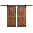 thumbnail image 1 of Coast Sequoia 76 in x 84 in K Series DIY Knotty Wood Double Sliding Barn Door With Hardware Kit (Dark Walnut), 1 of 5