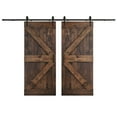 thumbnail image 1 of Coast Sequoia 76 in x 84 in K Series DIY Knotty Wood Double Sliding Barn Door With Hardware Kit (Kona Coffee), 1 of 5