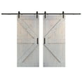 thumbnail image 1 of Coast Sequoia 76 in x 84 in K Series DIY Knotty Wood Double Sliding Barn Door With Hardware Kit (Light Grey), 1 of 5
