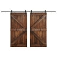 thumbnail image 1 of Coast Sequoia 84 in x 84 in K Series DIY Knotty Wood Double Sliding Barn Door With Hardware Kit (Dark Walnut), 1 of 5