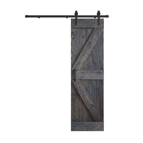 Coast Sequoia Inc Coast Sequoia 24in x 84in K Series Pine Wood Sliding Barn Door With Hardware Kit Carbon Gray
