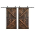thumbnail image 1 of Coast Sequoia Inc Coast Sequoia 48in/60in/72in/76in/84in x 84in K Series Pine Wood Double Sliding Barn Door With Hardware Kit Kona Coffee 84inx84in, 1 of 5