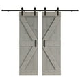 thumbnail image 1 of Coast Sequoia Inc Coast Sequoia 48in/60in/72in/76in/84in x 84in K Series Pine Wood Double Sliding Barn Door With Hardware Kit Light Grey 48in x 84in, 1 of 5