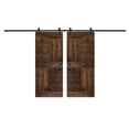 thumbnail image 1 of Coast Sequoia Inc Coast Sequoia 48in/60in/72in/84in x 84in S Series Pine Wood Double Sliding Barn Door With Hardware Kit Kona Coffee 72inx84in, 1 of 5