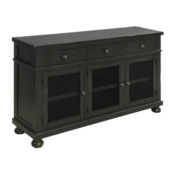 Coast To Coast 13628 Three Drawer Three Door Media Credenza in Orchard Black Rub