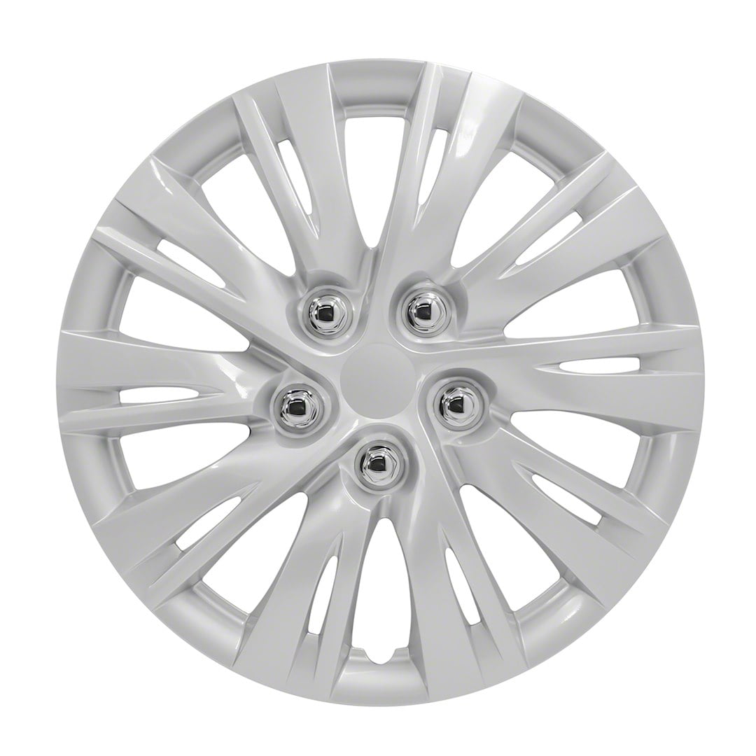 Coast to Coast International 15" Wheel Covers Plastic Gloss Painted Silver, 4 Pack