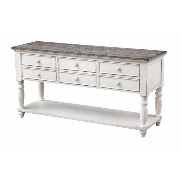 Coast To Coast Imports Bar Harbor II Solid Wood Cream 6-Drawer Console ...