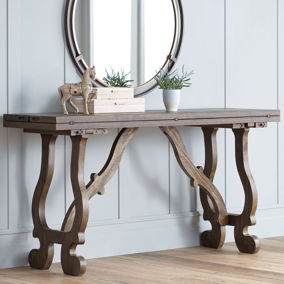 Coast To Coast Imports Orchard Park Brown Fold-Out Plank Style Top Console
