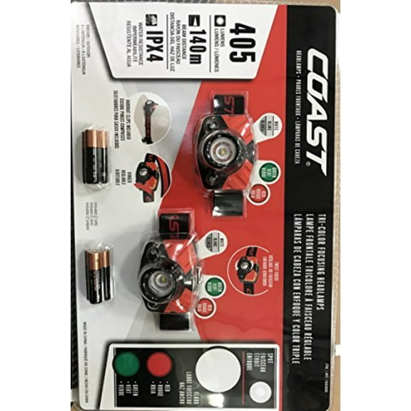 Coast Tri-Color LED 405 Lumens Headlamps with Hardhat Clips