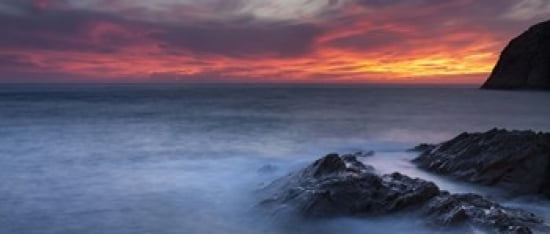 Coast at sunset Lile-Rousse Haute-Corse Corsica France Canvas Art - Panoramic Images (30 x 13)